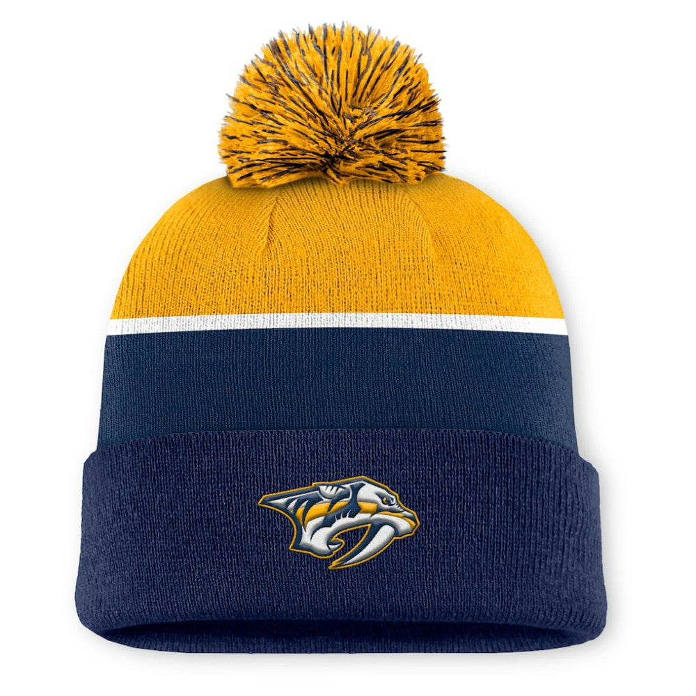 Nashville Predators Fanatics Authentic Pro Rink Cuffed Knit Hat with Pom - Navy | Fanatics sale