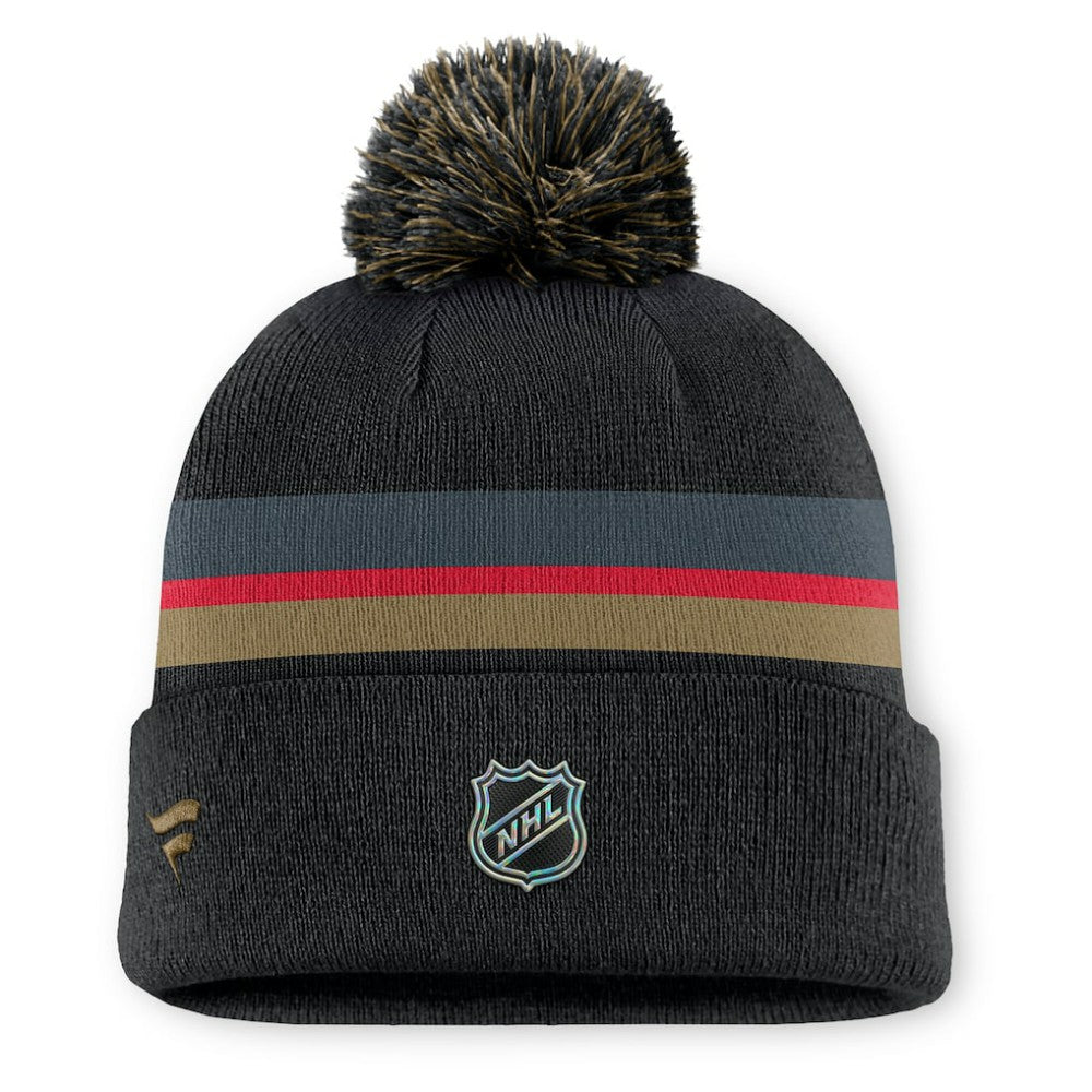 Vegas Golden Knights Fanatics Authentic Pro Rink Cuffed Knit Hat with Pom - Charcoal | Fanatics Lifestyle