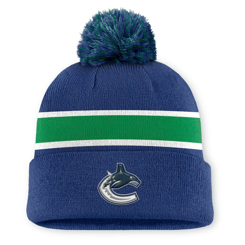 Vancouver Canucks Fanatics Authentic Pro Rink Cuffed Knit Hat with Pom - Blue | Fanatics sale