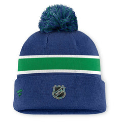 Vancouver Canucks Fanatics Authentic Pro Rink Cuffed Knit Hat with Pom - Blue | Fanatics sale
