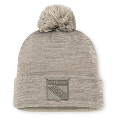 New York Rangers Fanatics Authentic Pro Road Cuffed Knit Hat with Pom - Tan | Fanatics sale