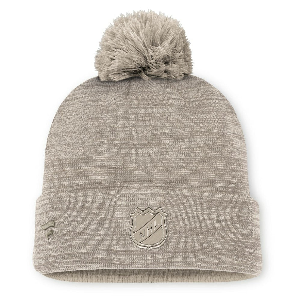 Boston Bruins Fanatics Authentic Pro Road Cuffed Knit Hat with Pom - Tan | Fanatics Lifestyle