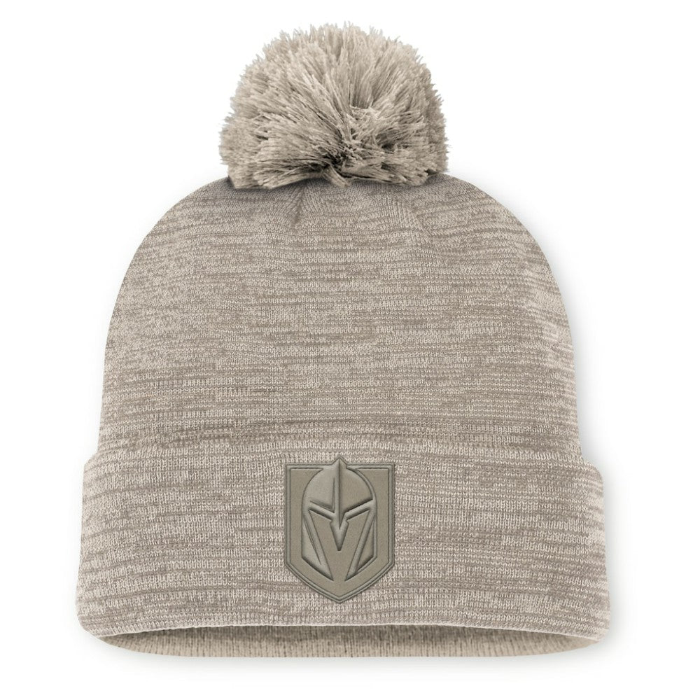 Vegas Golden Knights Fanatics Authentic Pro Road Cuffed Knit Hat with Pom - Tan | Fanatics Clearance