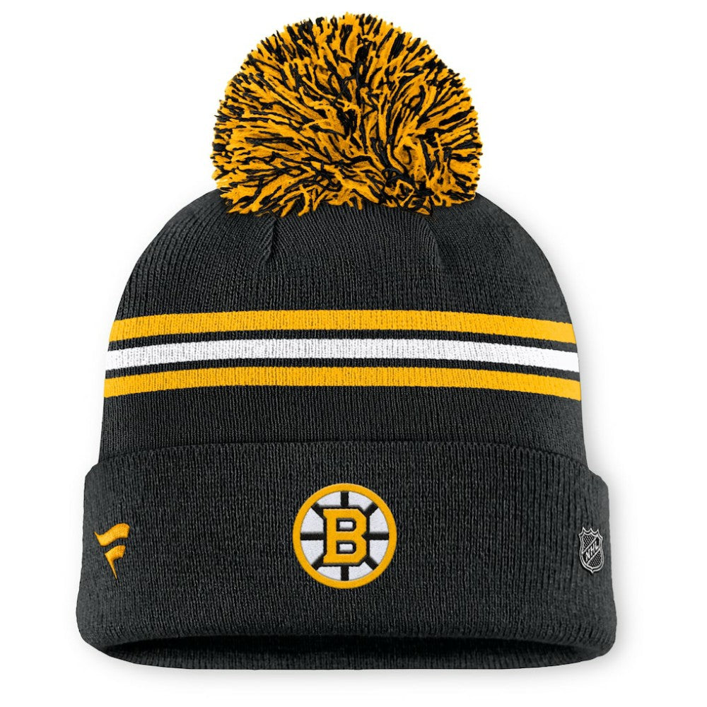 Boston Bruins Fanatics Women's Authentic Pro Rink Cuffed Knit Hat with Pom - Black | Fanatics on sale