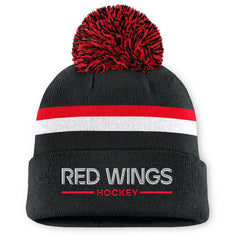 Detroit Red Wings Fanatics Women's Authentic Pro Rink Cuffed Knit Hat with Pom - Black | Fanatics Lifestyle