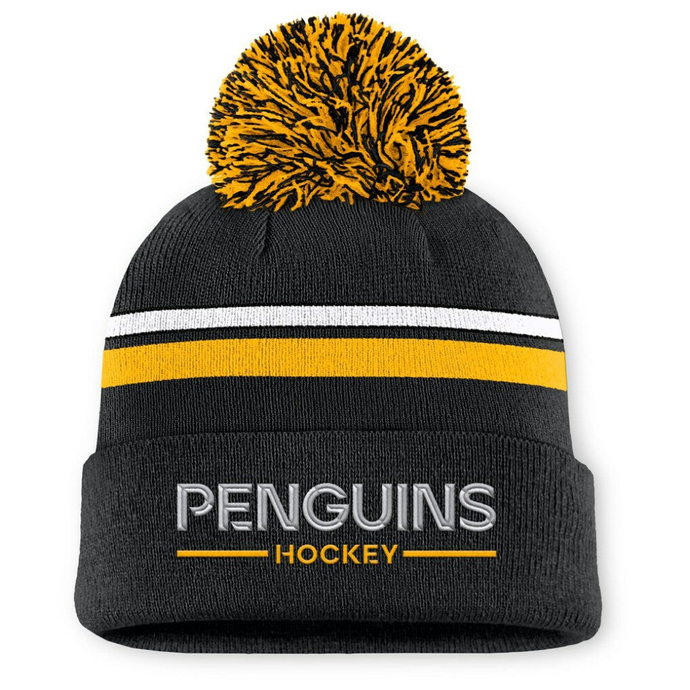 Pittsburgh Penguins Fanatics Women's Authentic Pro Rink Cuffed Knit Hat with Pom - Black | Fanatics Clearance