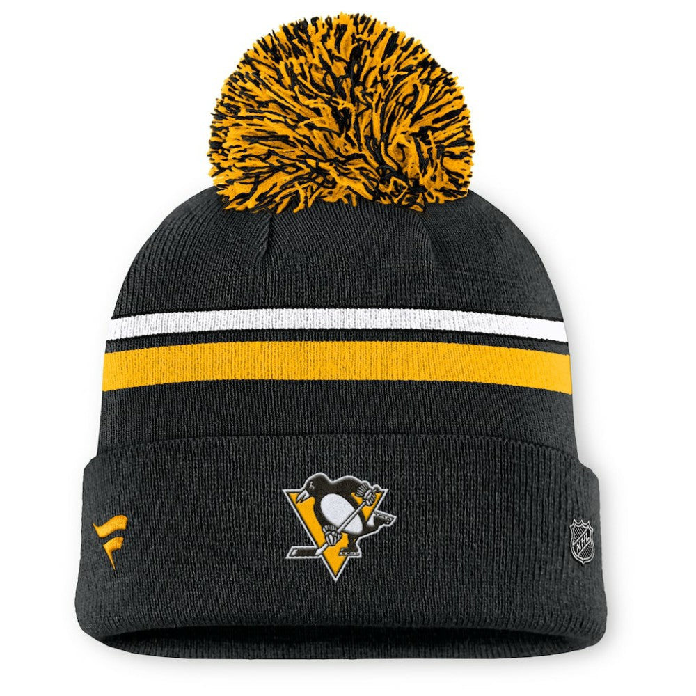 Pittsburgh Penguins Fanatics Women's Authentic Pro Rink Cuffed Knit Hat with Pom - Black | Fanatics Clearance