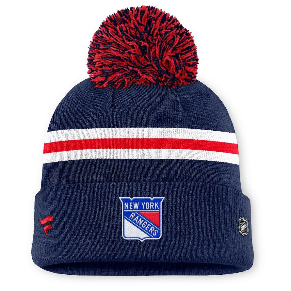New York Rangers Fanatics Women's Authentic Pro Rink Cuffed Knit Hat with Pom - Navy | Fanatics Lifestyle