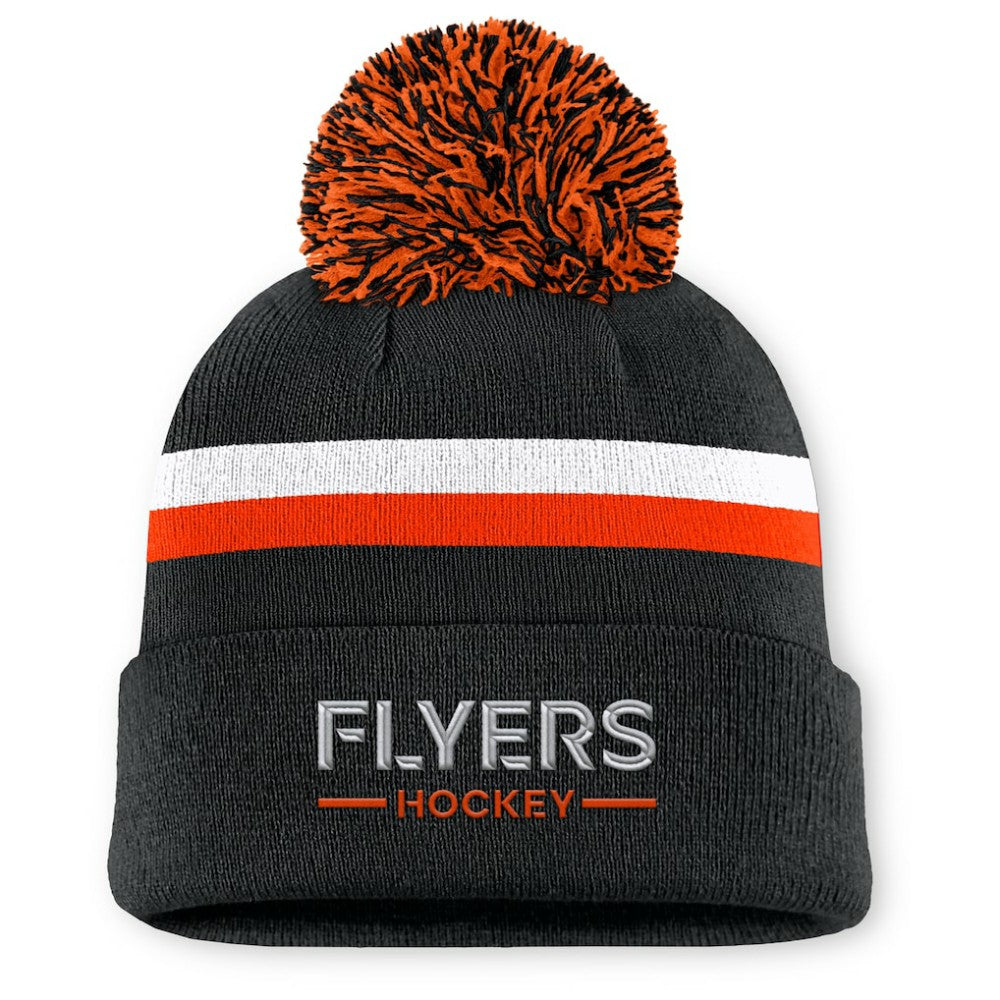 Philadelphia Flyers Fanatics Women's Authentic Pro Rink Cuffed Knit Hat with Pom - Black | Fanatics near me