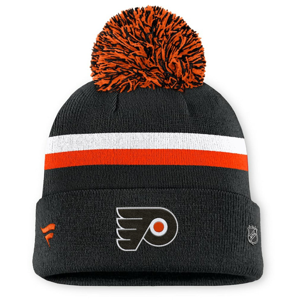 Philadelphia Flyers Fanatics Women's Authentic Pro Rink Cuffed Knit Hat with Pom - Black | Fanatics near me