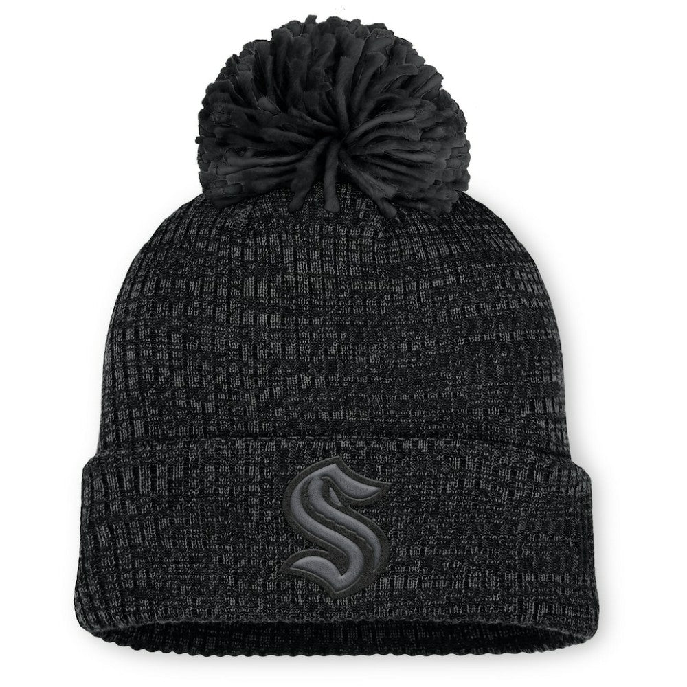 Seattle Kraken Fanatics Women's Authentic Pro Road Cuffed Knit Hat with Pom - Black | Fanatics Lifestyle