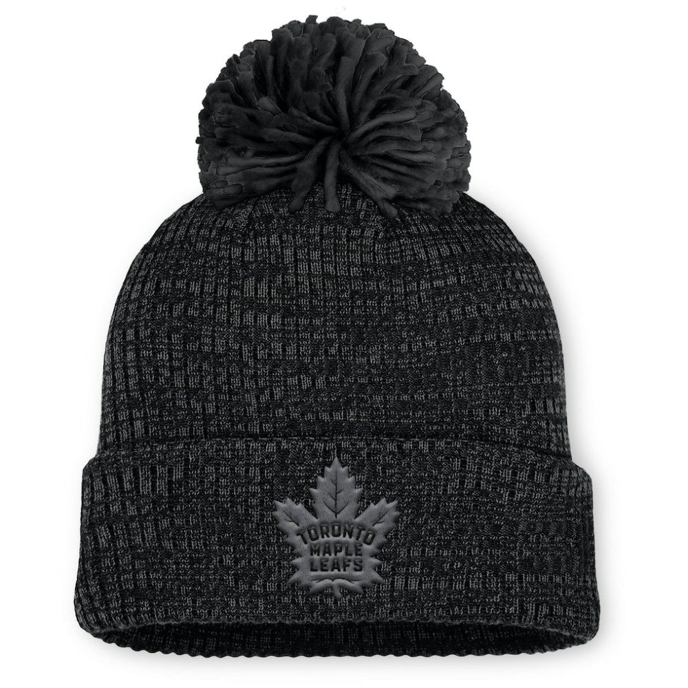 Toronto Maple Leafs Fanatics Women's Authentic Pro Road Cuffed Knit Hat with Pom - Black | Fanatics Lifestyle