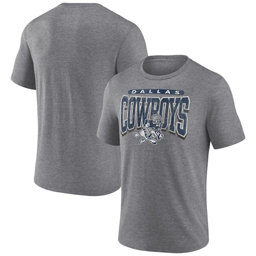 Dallas Cowboys Warped Block Tri-Blend T-Shirt - Heather Gray - NFL
