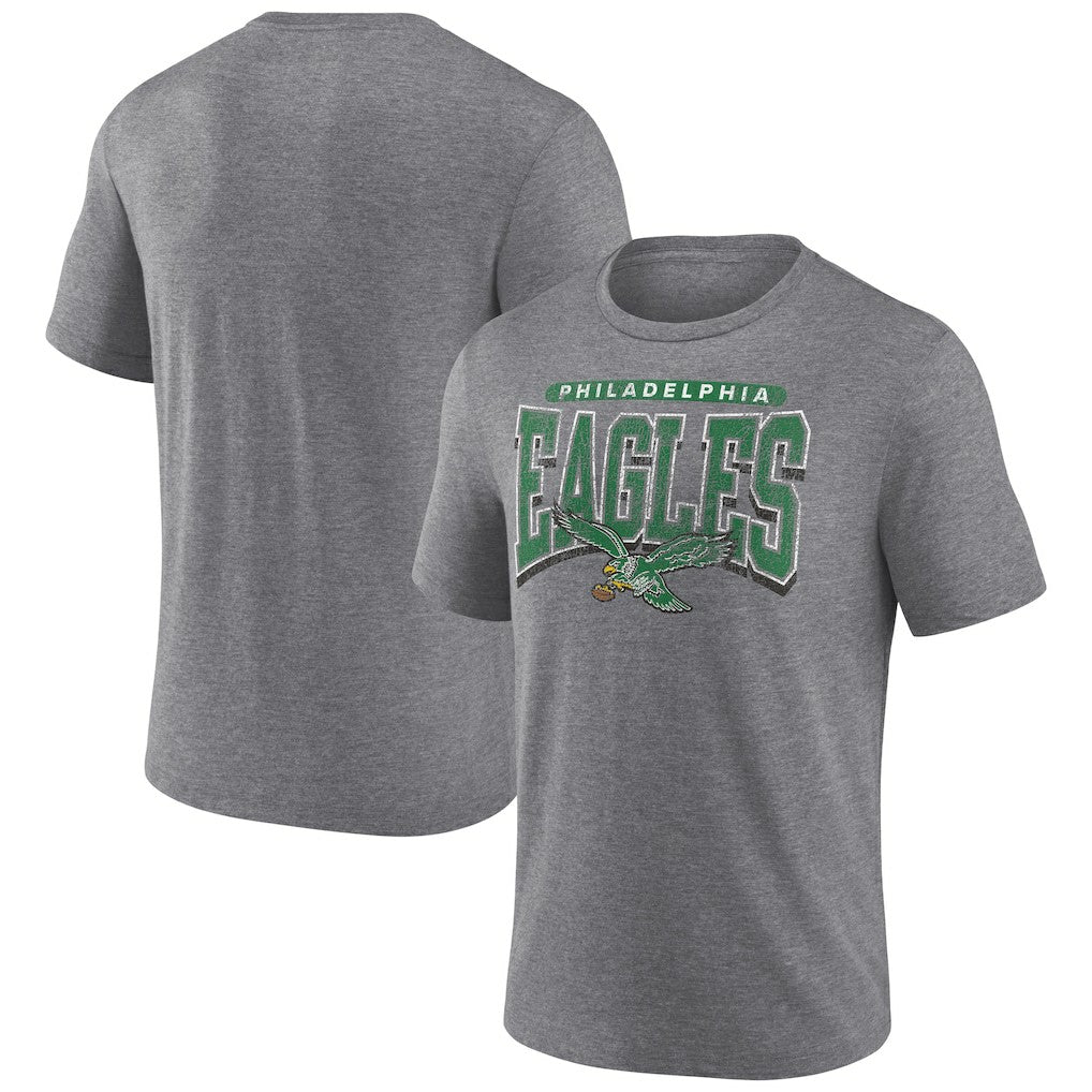 Philadelphia Eagles Warped Block Tri-Blend T-Shirt - Heather Gray - NFL