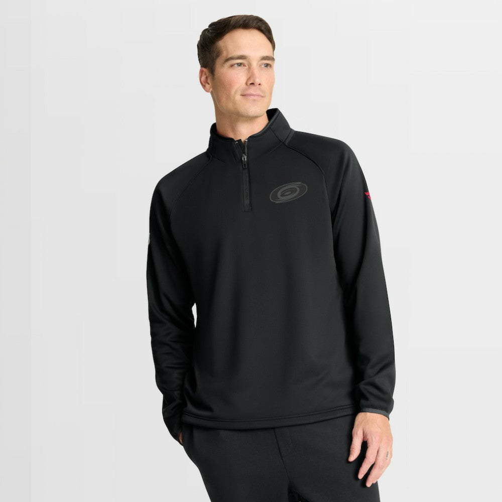 Carolina Hurricanes Fanatics Authentic Pro Tonal Rink Raglan Quarter-Zip Pullover - Black | Fanatics Clearance