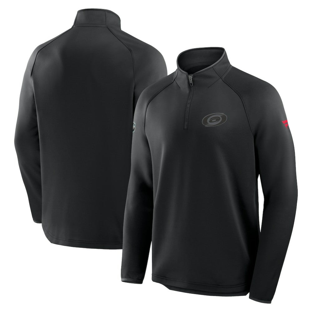 Carolina Hurricanes Fanatics Authentic Pro Tonal Rink Raglan Quarter-Zip Pullover - Black | Fanatics Clearance