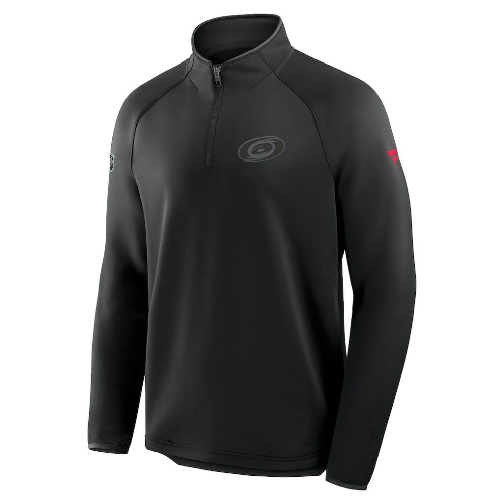 Carolina Hurricanes Fanatics Authentic Pro Tonal Rink Raglan Quarter-Zip Pullover - Black | Fanatics Clearance