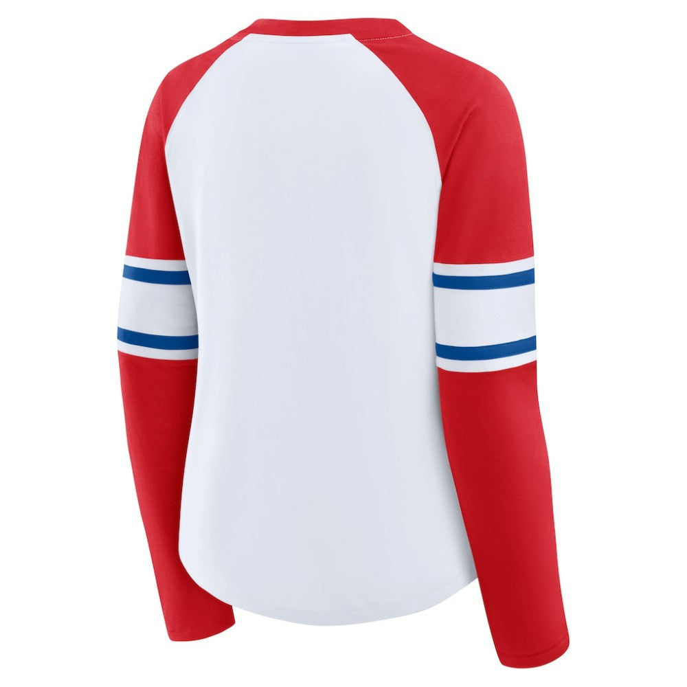 Philadelphia Phillies Fanatics Women's Blitz Package Raglan Lace-Up V-Neck Long Sleeve T-Shirt for sale