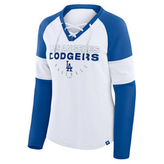 Los Angeles Dodgers Fanatics Women's Blitz Package Raglan Lace-Up V-Neck Long Sleeve T-Shirt Online