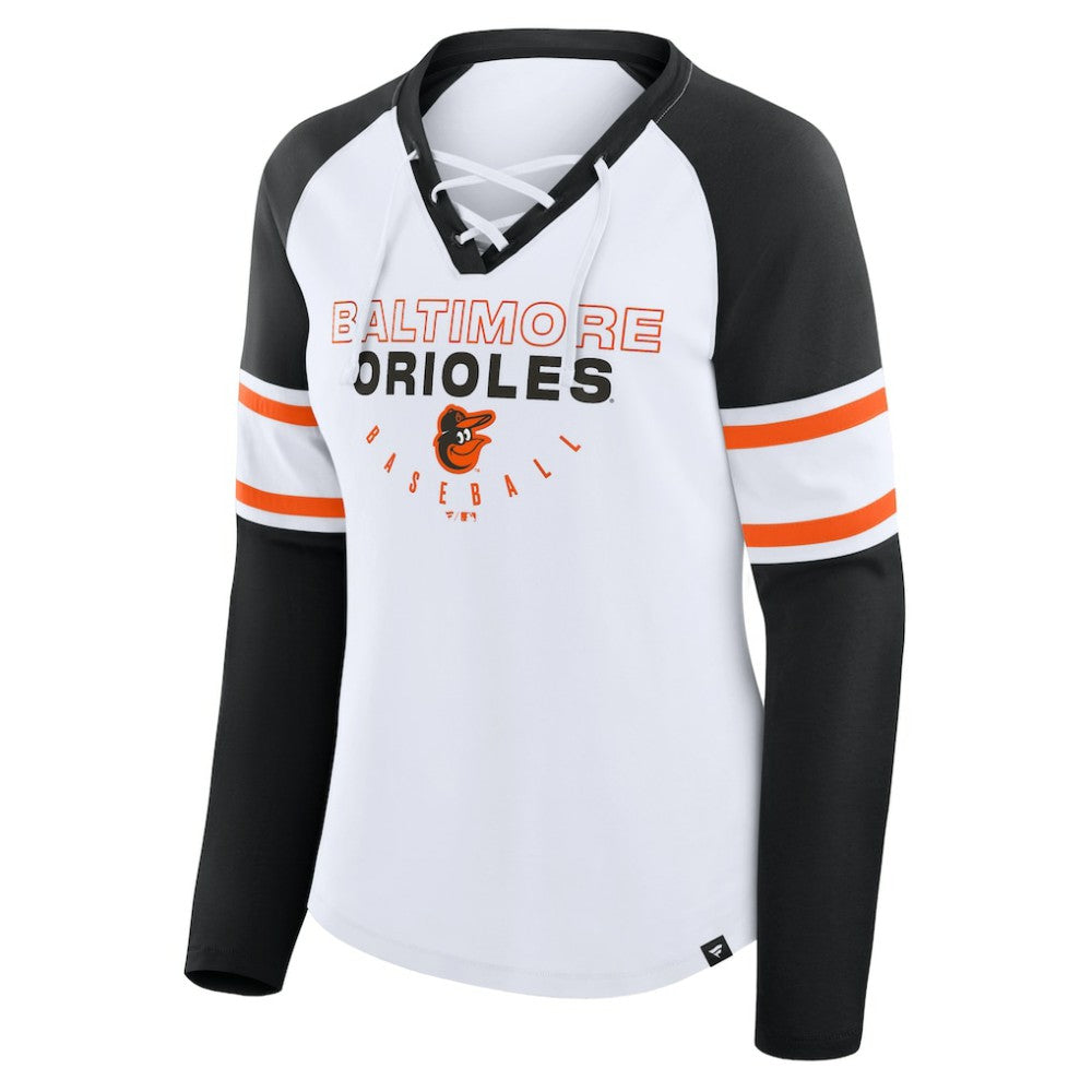 Baltimore Orioles Fanatics Women's Blitz Package Raglan Lace-Up V-Neck Long Sleeve T-Shirt Near Me