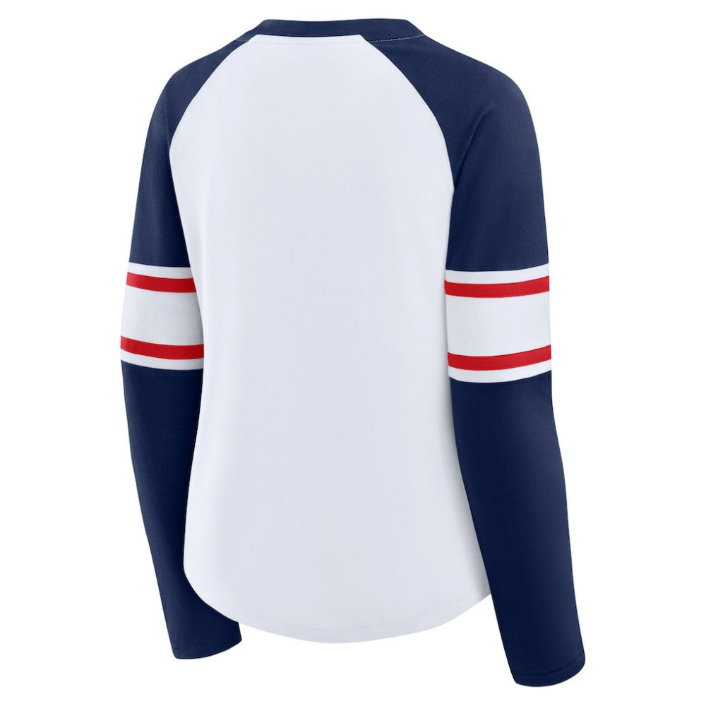 Atlanta Braves Fanatics Women's Blitz Package Raglan Lace-Up V-Neck Long Sleeve T-Shirt Outlet