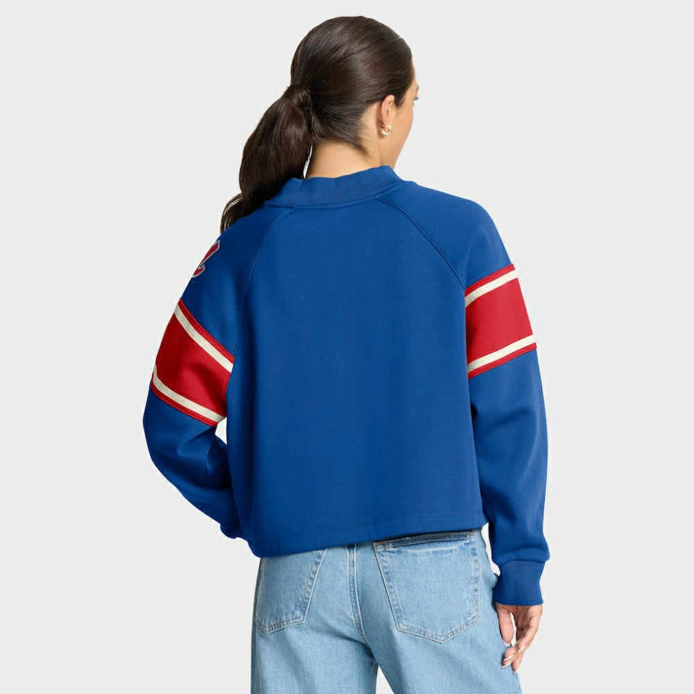 Atlanta Braves Fanatics Women's Oversized Toss Sweep Raglan Pullover Sweatshirt Outlet