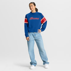 Atlanta Braves Fanatics Women's Oversized Toss Sweep Raglan Pullover Sweatshirt Outlet