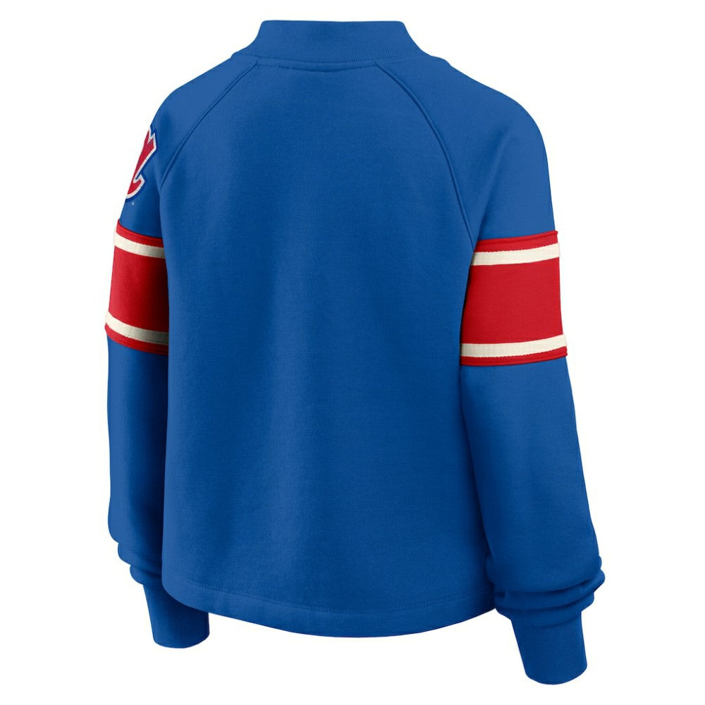 Atlanta Braves Fanatics Women's Oversized Toss Sweep Raglan Pullover Sweatshirt Outlet