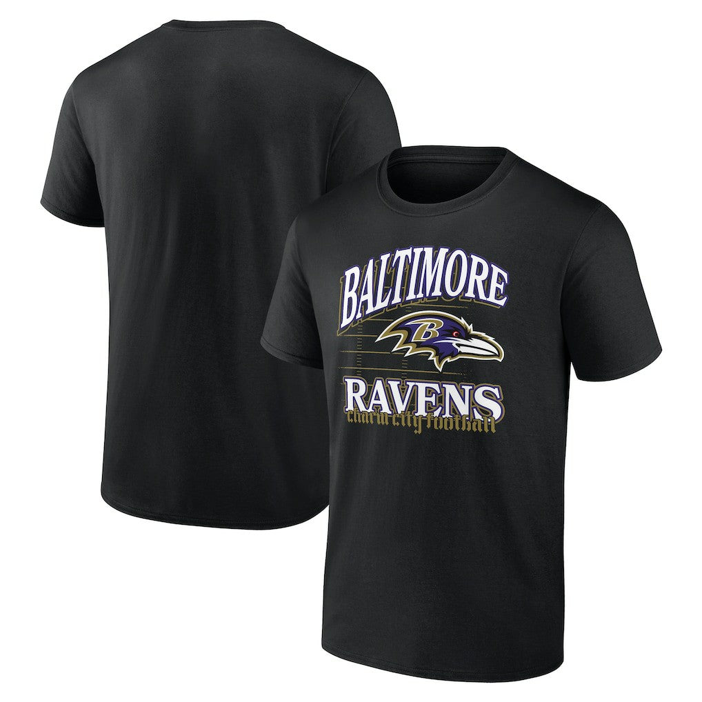 Baltimore Ravens Retro Gridiron T-Shirt - Black - NFL