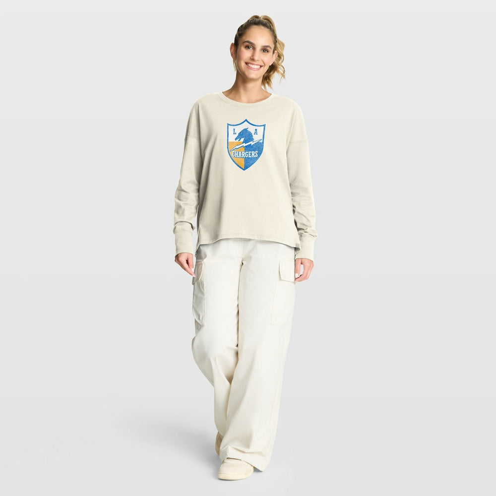 Los Angeles Chargers Women's Dove Legacy Long Sleeve T-Shirt - Cream - Fanatics