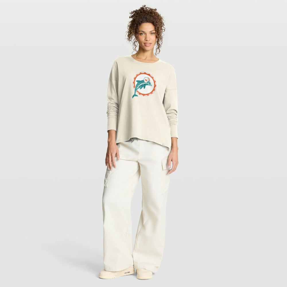 Miami Dolphins Women's Dove Legacy Long Sleeve T-Shirt - Cream - Fanatics