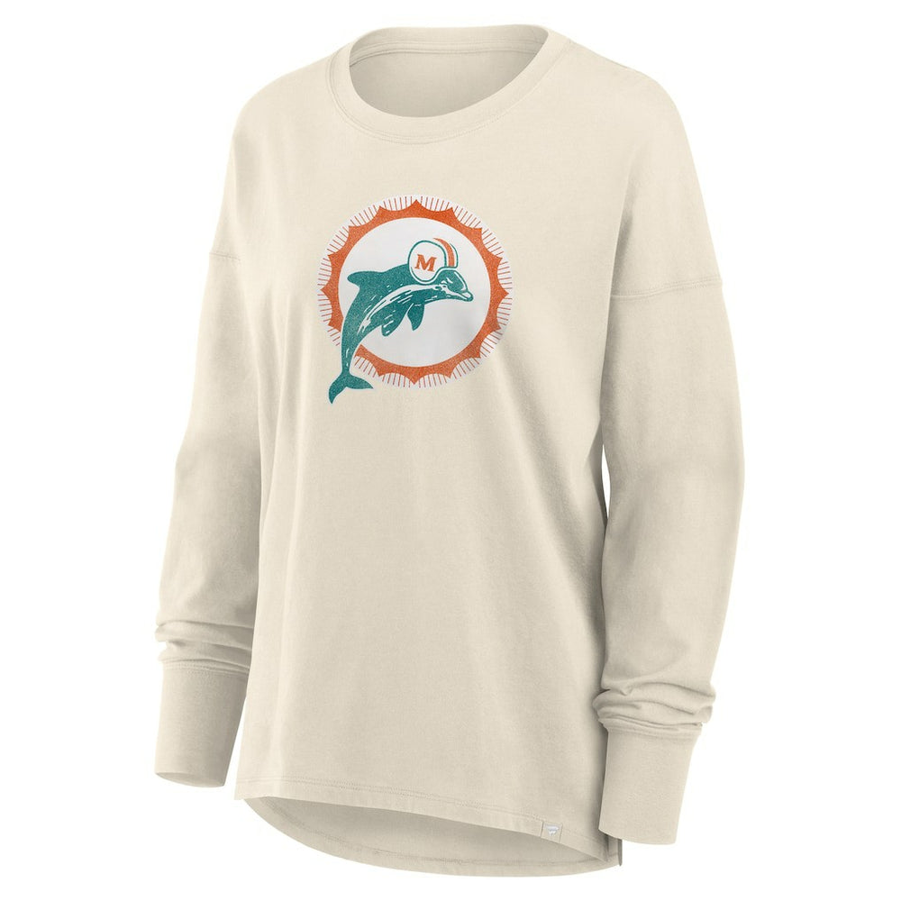 Miami Dolphins Women's Dove Legacy Long Sleeve T-Shirt - Cream - Fanatics