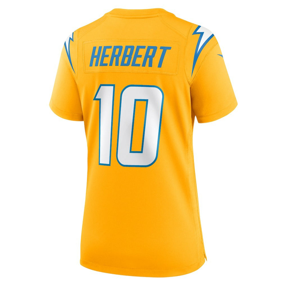 Justin Herbert Los Angeles Chargers Women's Alternate Charger Power Game Jersey - Gold - Nike