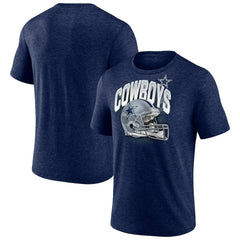 Dallas Cowboys Helmet Tri-Blend T-Shirt - Navy - NFL
