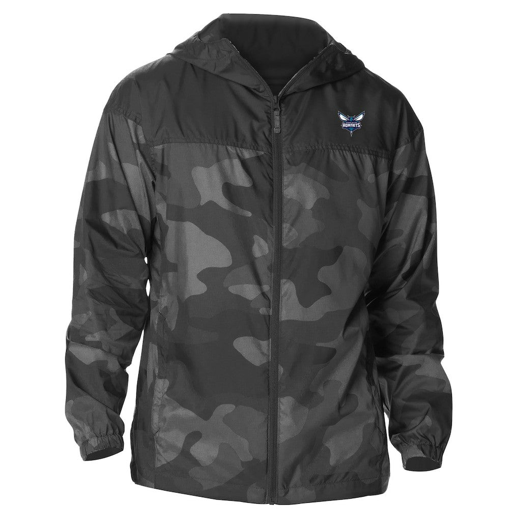 Columbia Charlotte Hornets Camo Flash Challenger Windbreaker Full-Zip Jacket Black