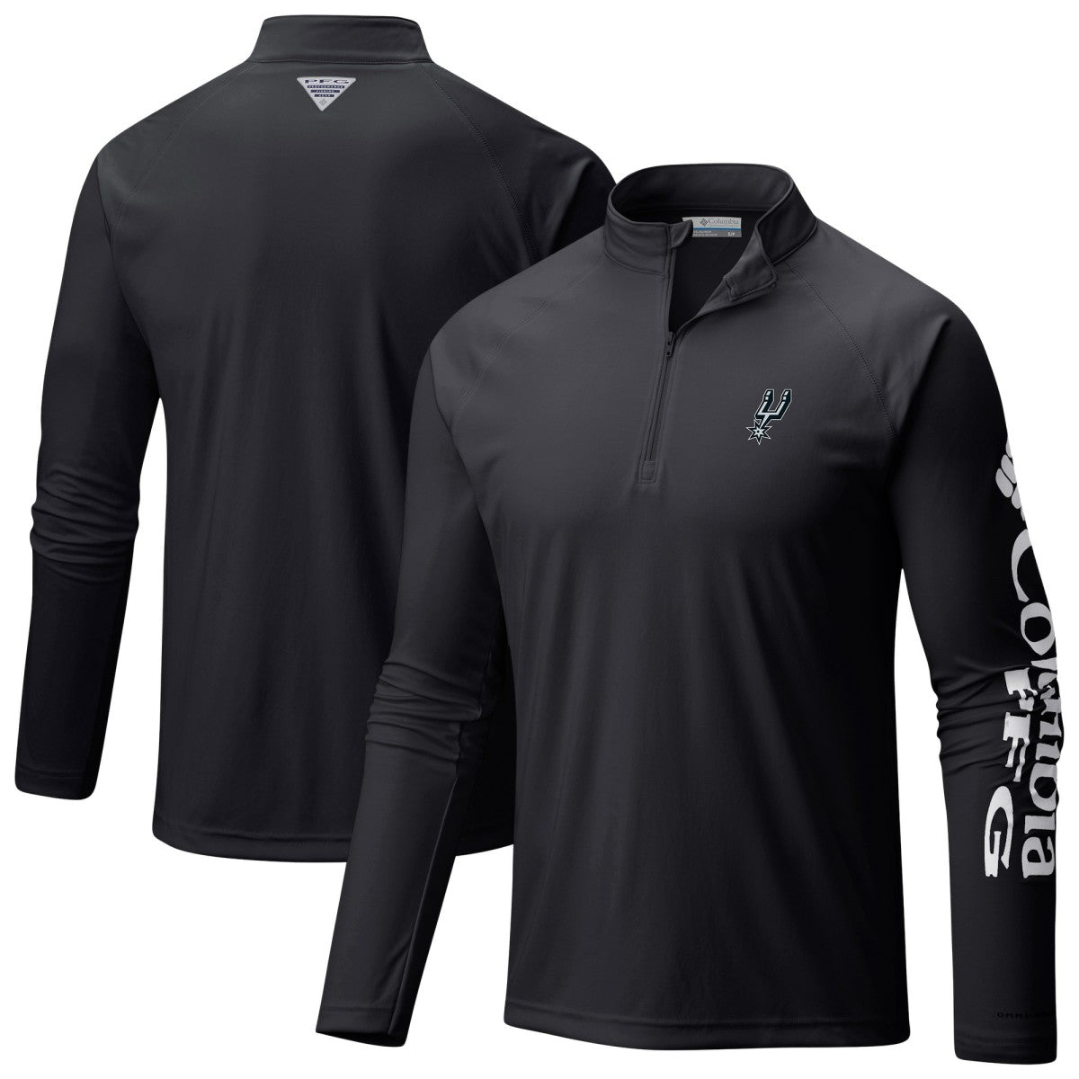 Columbia San Antonio Spurs Terminal Tackle Raglan Omni-Shade Quarter-Zip Jacket Black
