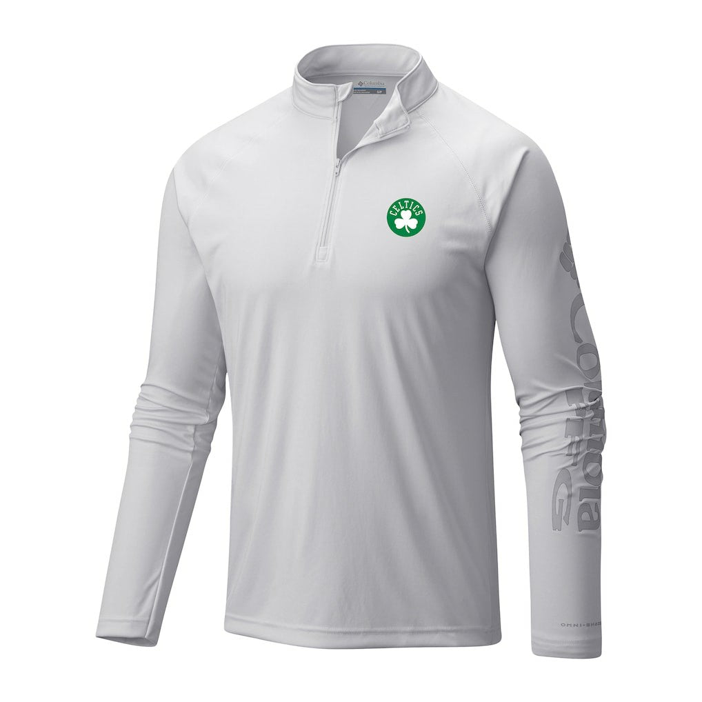 Columbia Boston Celtics Terminal Tackle Raglan Omni-Shade Quarter-Zip Jacket White