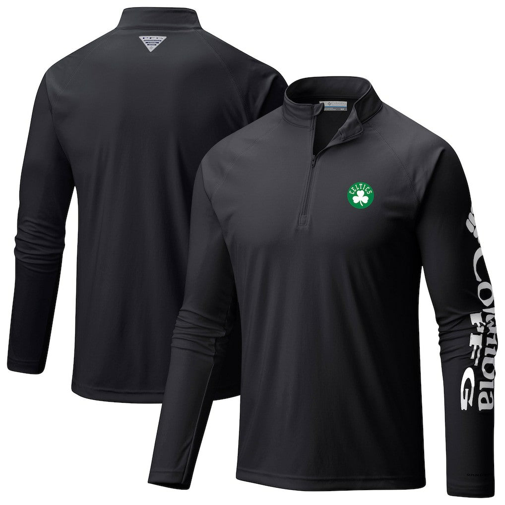 Columbia Boston Celtics Terminal Tackle Raglan Omni-Shade Quarter-Zip Jacket Black