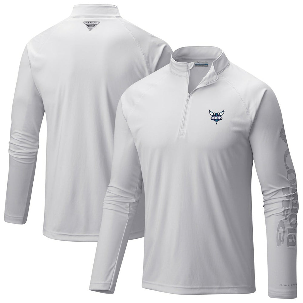 Columbia Charlotte Hornets Terminal Tackle Raglan Omni-Shade Quarter-Zip Jacket White