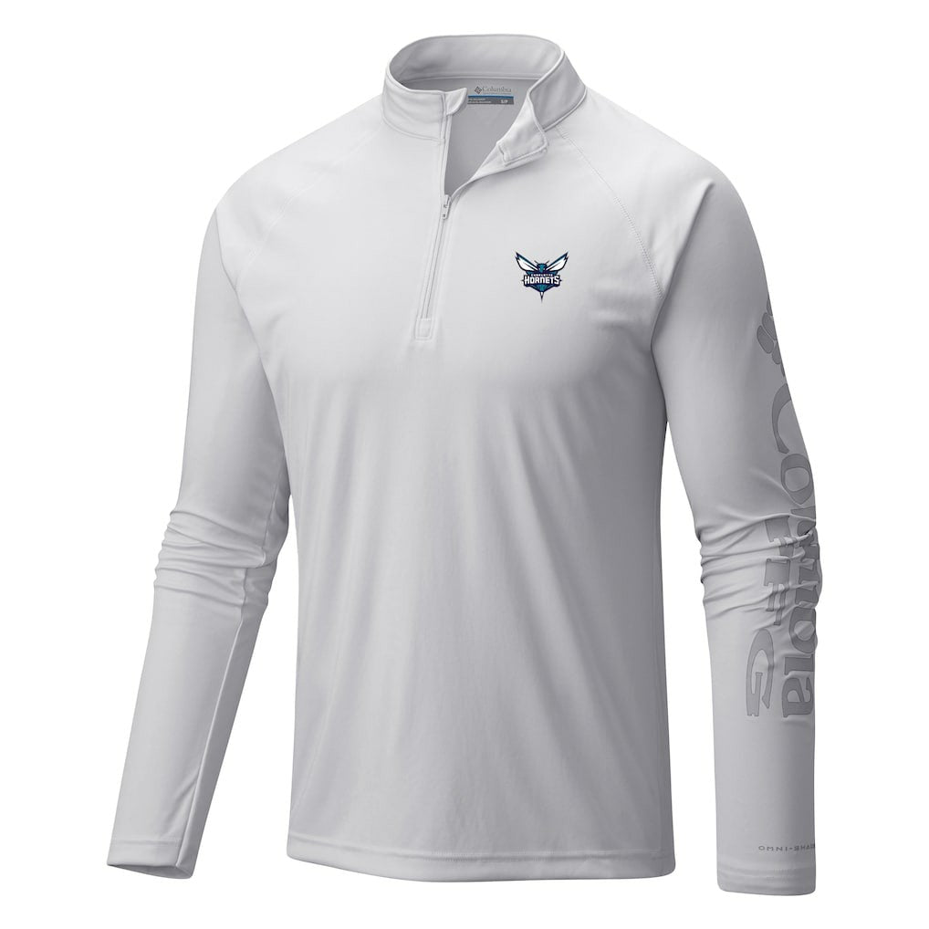 Columbia Charlotte Hornets Terminal Tackle Raglan Omni-Shade Quarter-Zip Jacket White