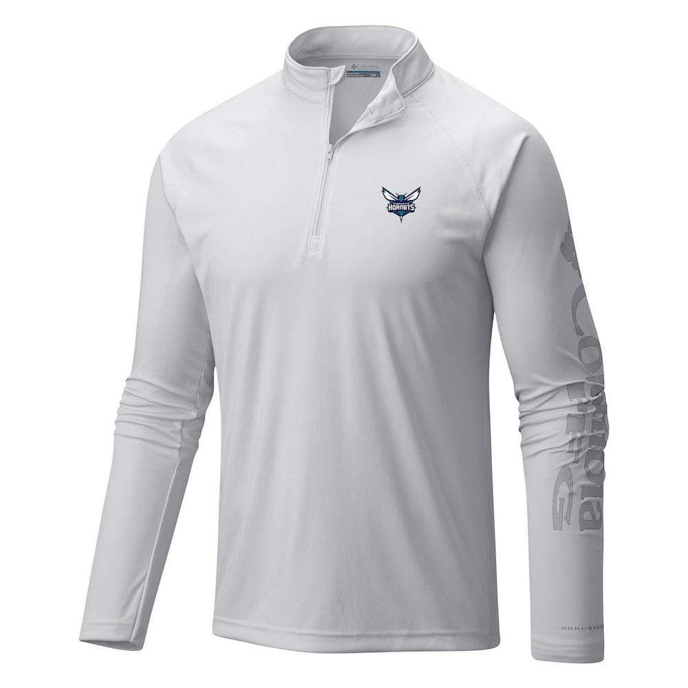 Columbia Charlotte Hornets Terminal Tackle Raglan Omni-Shade Quarter-Zip Jacket White