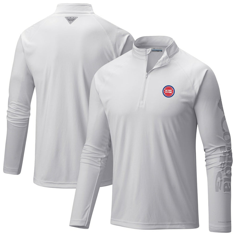 Columbia Detroit Pistons Terminal Tackle Raglan Omni-Shade Quarter-Zip Jacket White