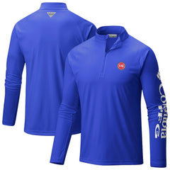 Columbia Detroit Pistons Terminal Tackle Raglan Omni-Shade Quarter-Zip Jacket Blue