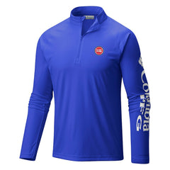 Columbia Detroit Pistons Terminal Tackle Raglan Omni-Shade Quarter-Zip Jacket Blue