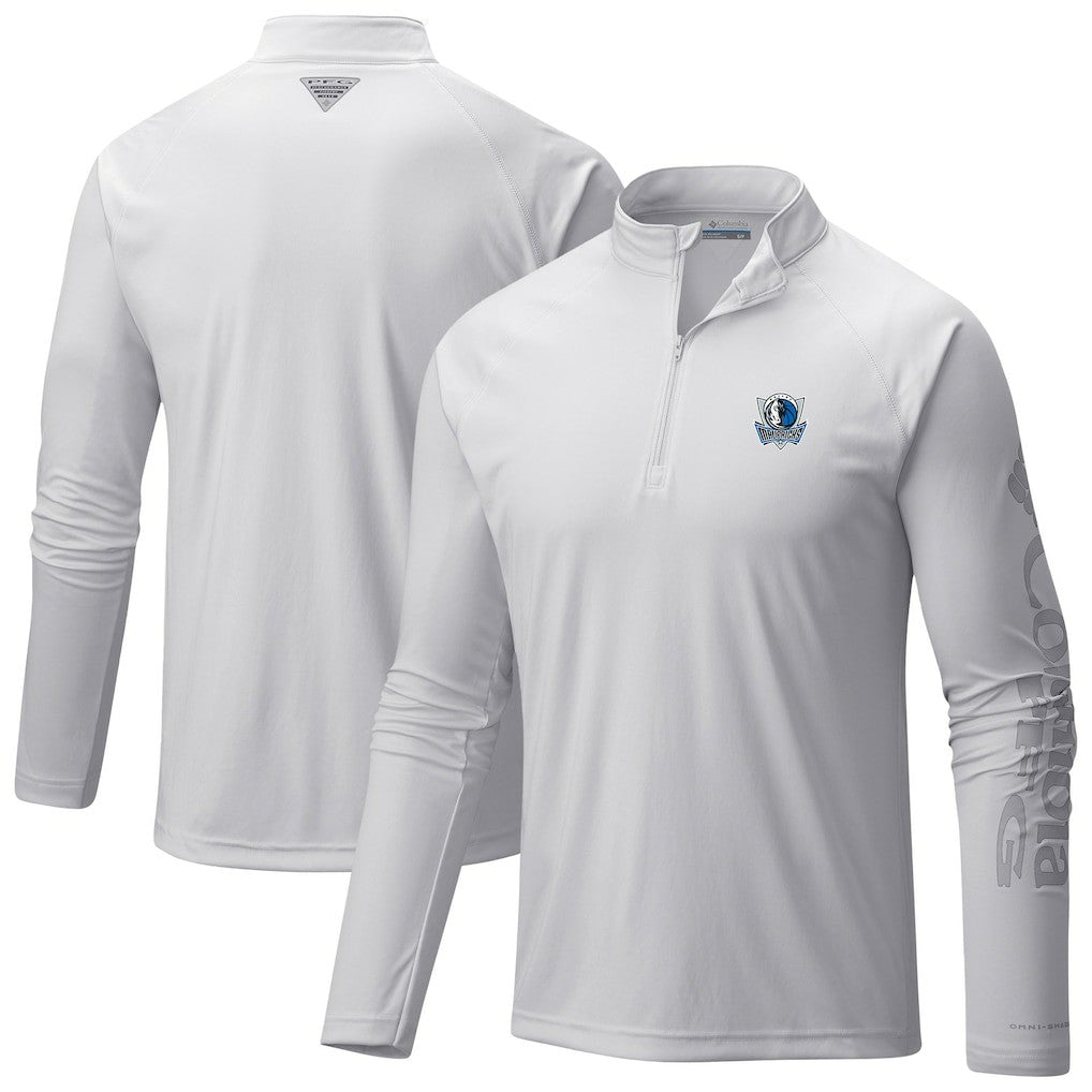 Columbia Dallas Mavericks Terminal Tackle Raglan Omni-Shade Quarter-Zip Jacket White