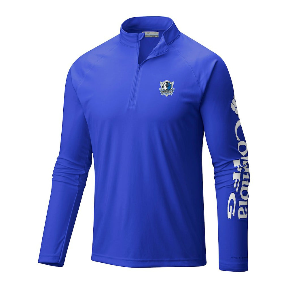 Columbia Dallas Mavericks Terminal Tackle Raglan Omni-Shade Quarter-Zip Jacket Blue