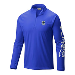 Columbia Dallas Mavericks Terminal Tackle Raglan Omni-Shade Quarter-Zip Jacket Blue