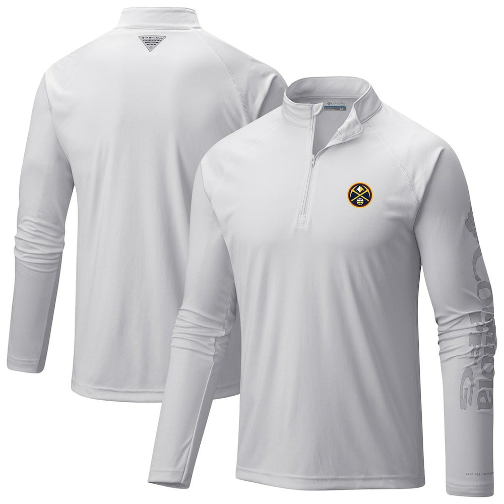 Columbia Denver Nuggets Terminal Tackle Raglan Omni-Shade Quarter-Zip Jacket White