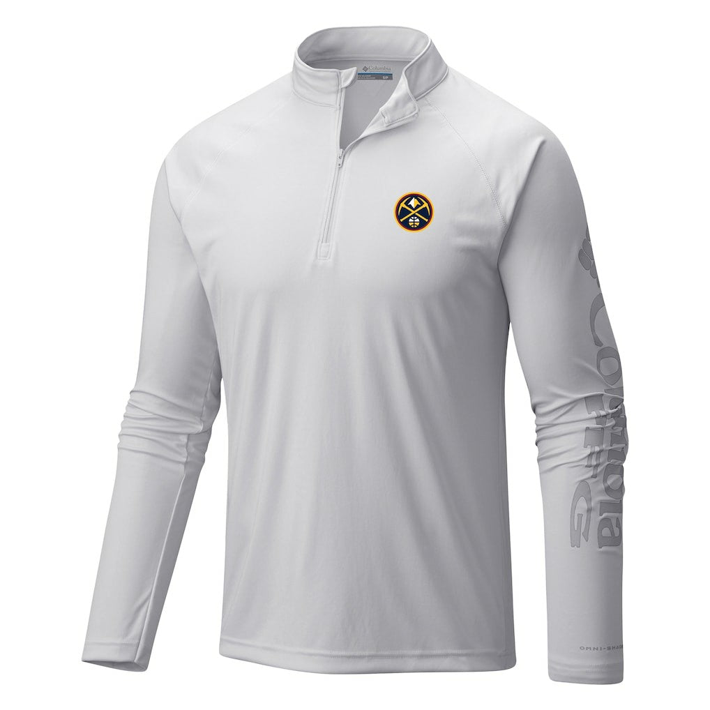 Columbia Denver Nuggets Terminal Tackle Raglan Omni-Shade Quarter-Zip Jacket White