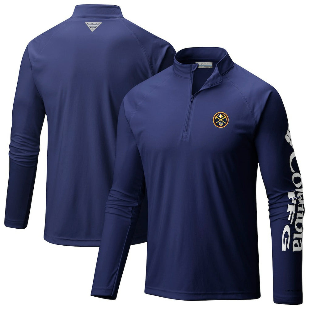 Columbia Denver Nuggets Terminal Tackle Raglan Omni-Shade Quarter-Zip Jacket Navy